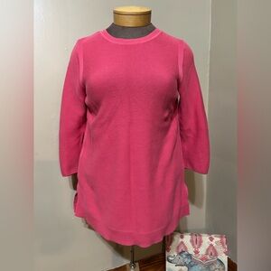 Talbots Crew Neck Tunic Sweater Pink Cotton-Blend 3/4 Sleeve Size L